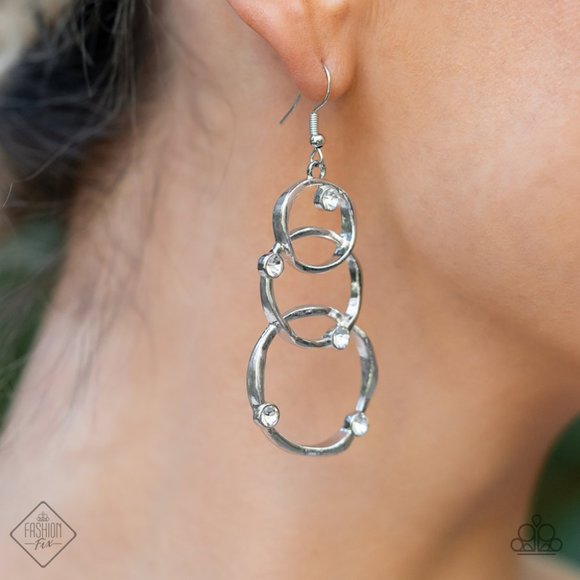 paparazzi Jewelry - Revolving Radiance - White Earrings